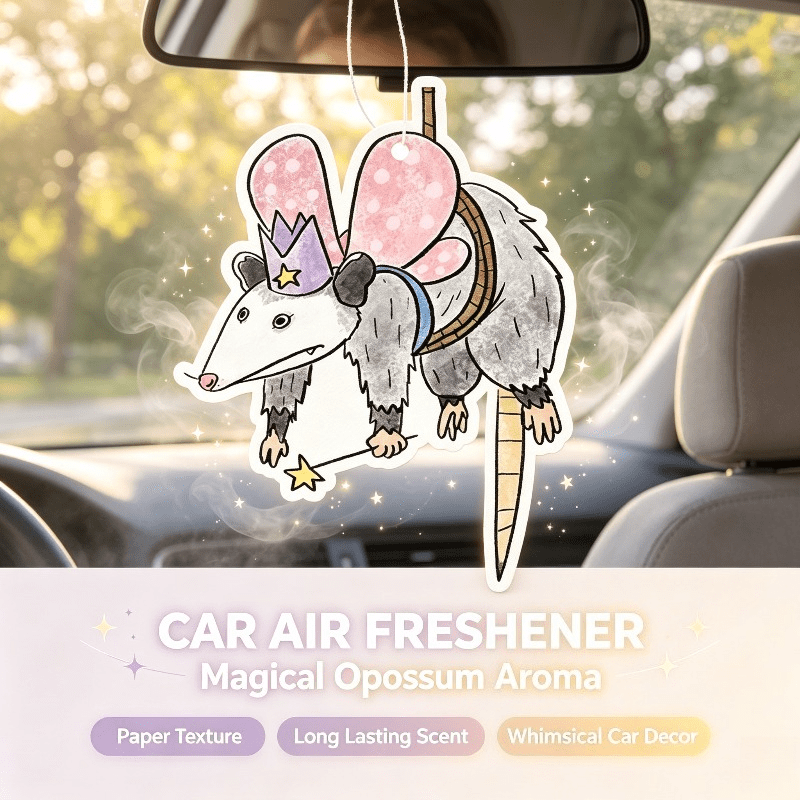 Car Air Freshener - 車用芳香剤 マジカルフェアリーオポッサム カートゥーンデザイン 吊り下げ式芳香カード 車内バックミラー飾り ギフト