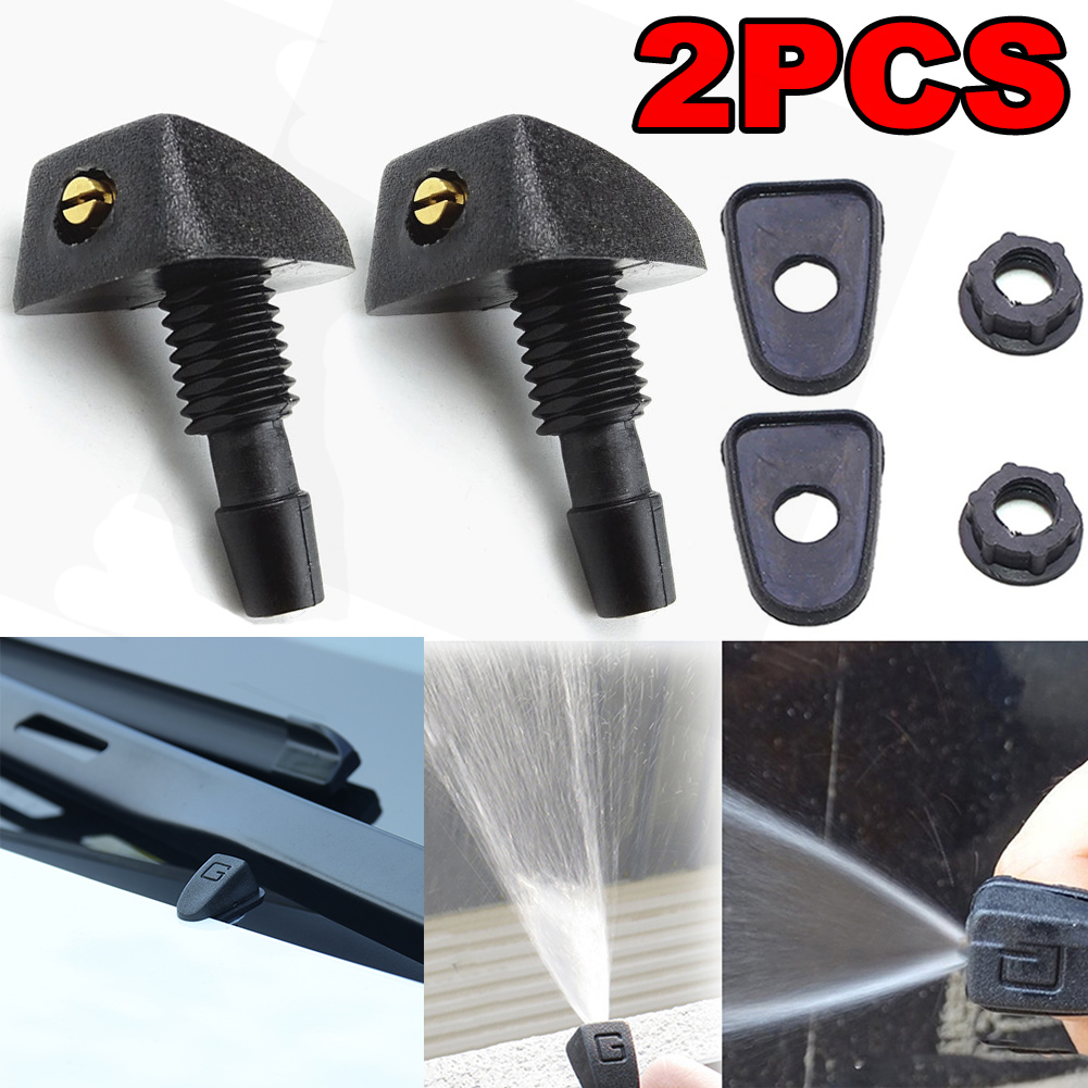 Car Wiper - 2個入り 車用調整式フロントガラスワイパーノズルジェットスプレーヤーキット スプリンクラー ウォーターファン スパウトカバー ウォッシャーアウトレット