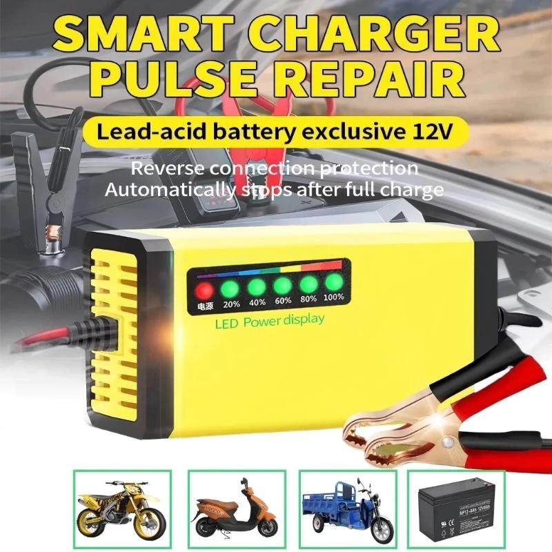 Car Charger - @*Smart 12V ユニバーサルカーバッテリーチャージャー 逆極性保護機能付き バイク、トラック、ピックアップ、家庭用ガレージに適合
