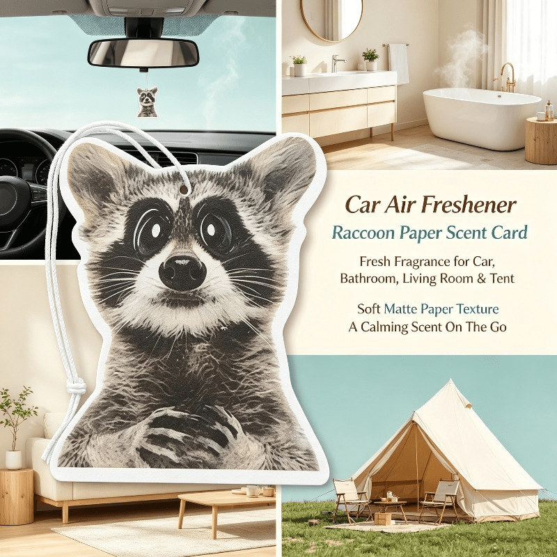 Car Air Freshener - 車用芳香剤 かわいいアライグマの動物型ハンギング芳香カード 車のバックミラー装飾オーナメントギフト