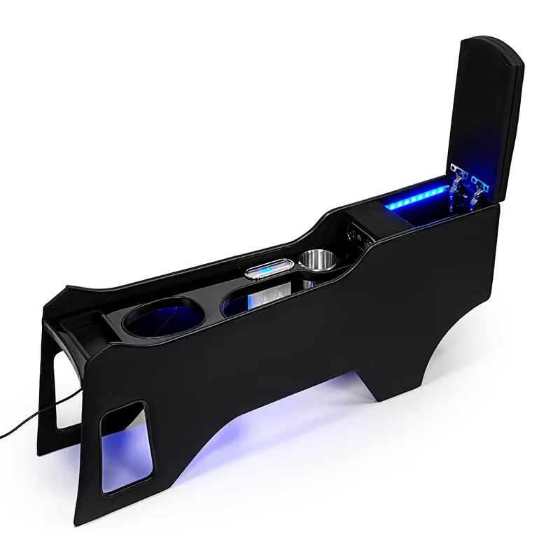 Car Organizer - 実用的な改造大型収納USB充電ライト付き車用センターコンソールアームレストオーガナイザーボックス（VinFast VF5用）