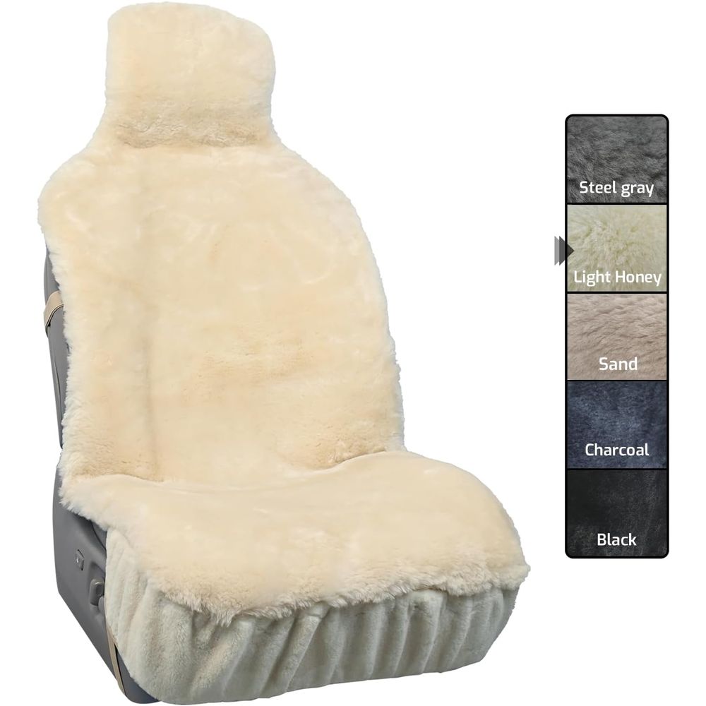Car Seat Cover - Aegisカバー プレミアムシープスキンカーシートカバー フロントラップ オーストラリア産メリノウール、RV、SUV、トラック、セダン、ほとんどの車両にユニバーサルフィット