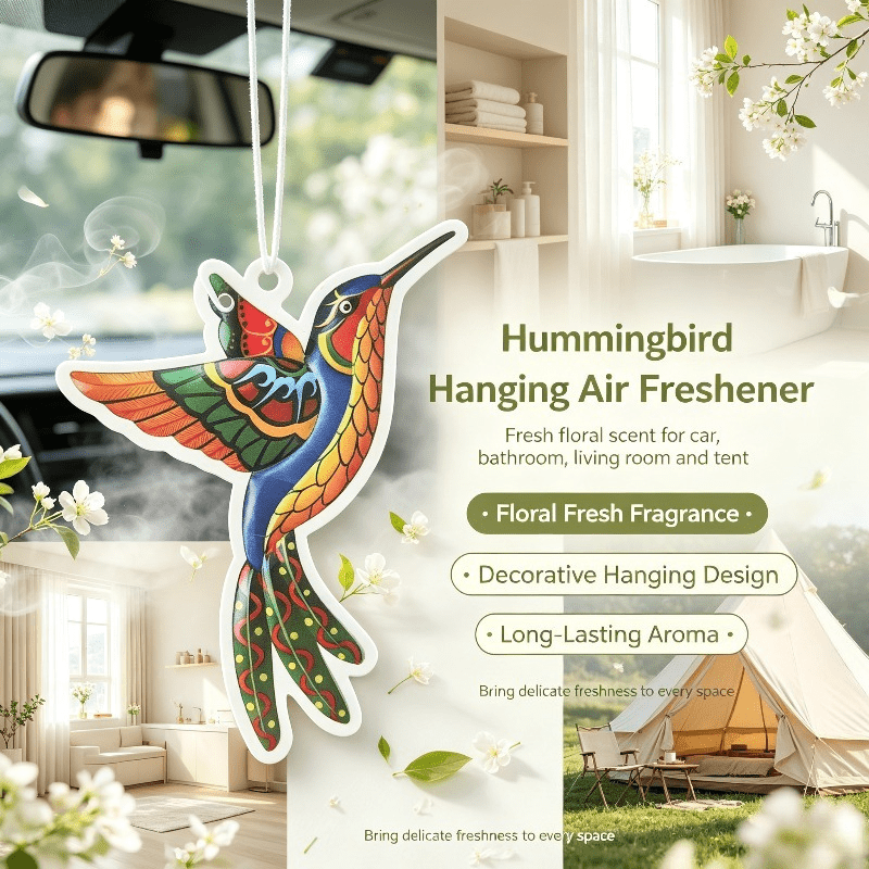 Car Air Freshener - 車用芳香剤 カラフルなハチドリの吊り下げ式芳香カード 車内装飾 バックミラーオーナメント ギフト