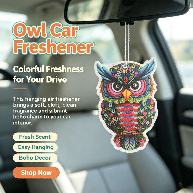車用芳香剤 カラフルなボヘミアンスタイルのフクロウ型 吊り下 - Car Air Freshener のレビューと価格