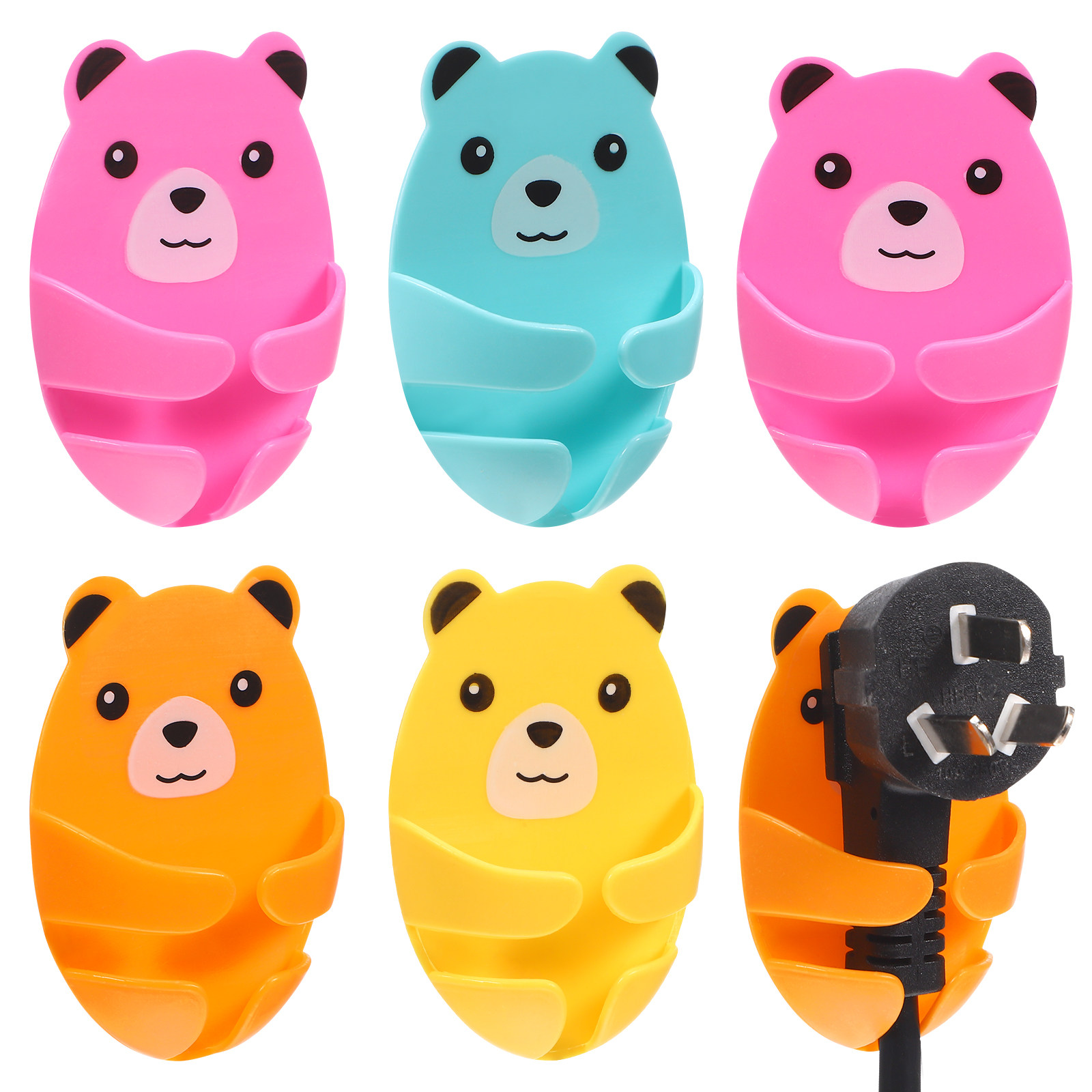 12個入り、かわいいクマの形をした、穴あけ不要の粘着式コード - Car Cable Organizer のレビューと価格