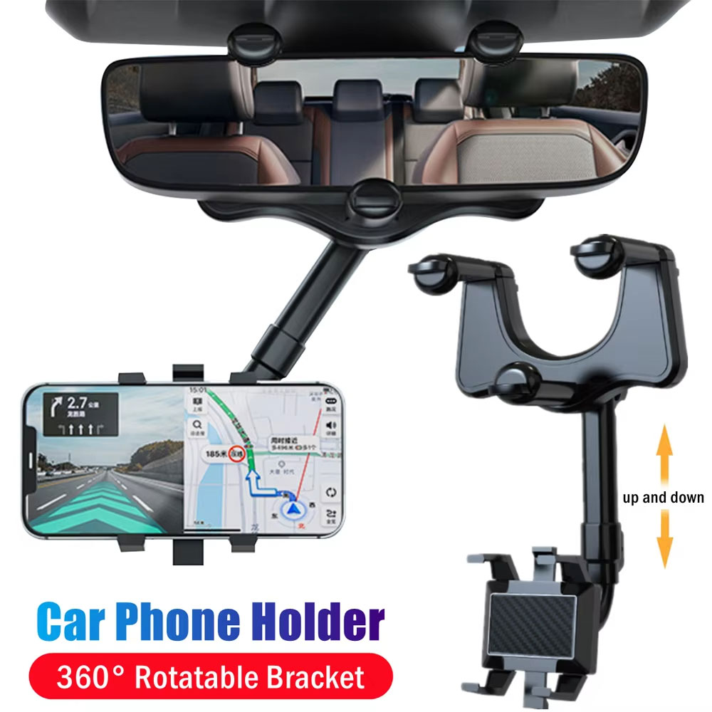 調整可能な車のバックミラー電話ホルダー 360 °   格納 - Car Mirror のレビューと価格