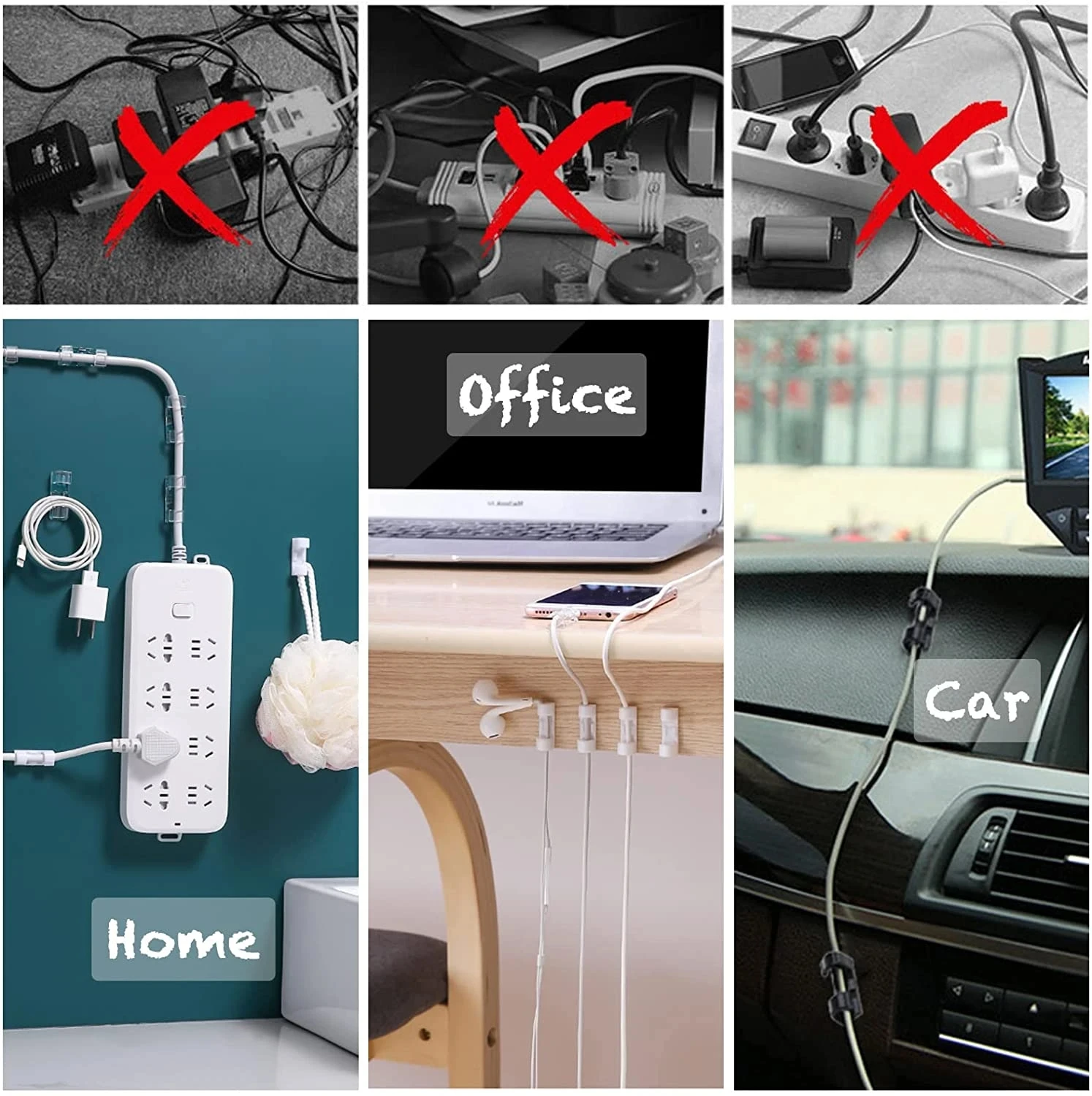 ケーブルクリップ、配線整理用、コードホルダー、自己粘着式ケー - Car Cable Organizer のレビューと価格