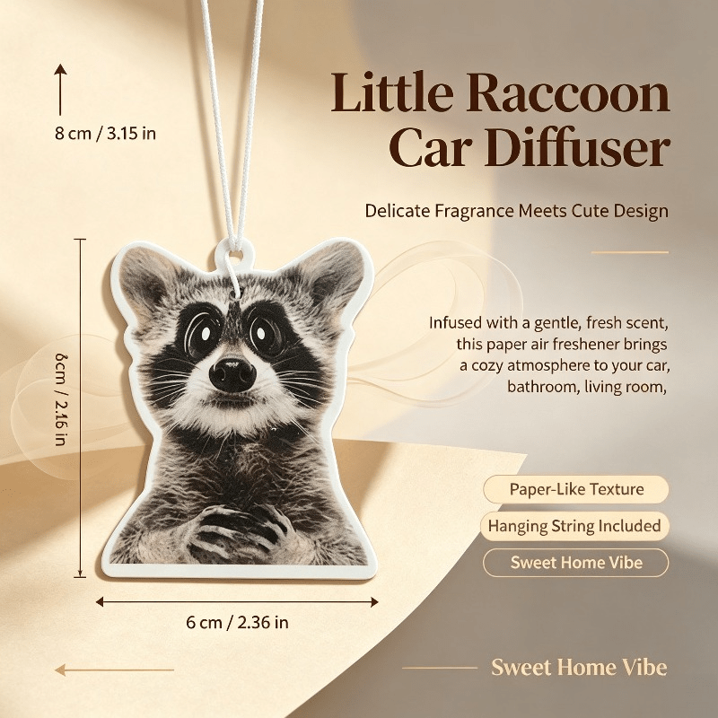 車用芳香剤　かわいいアライグマの動物型ハンギング芳香カード　 - Car Air Freshener のレビューと価格