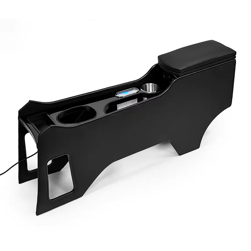 実用的な改造大型収納USB充電ライト付き車用センターコンソー - Car Organizer のレビューと価格