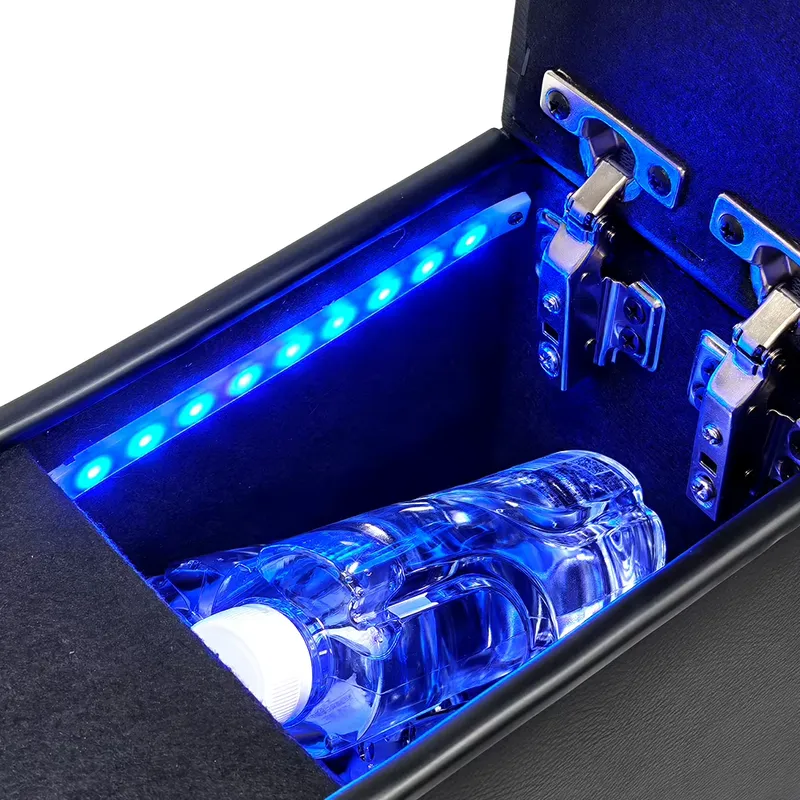 実用的な改造大型収納USB充電ライト付き車用センターコンソー - Car Organizer のレビューと価格