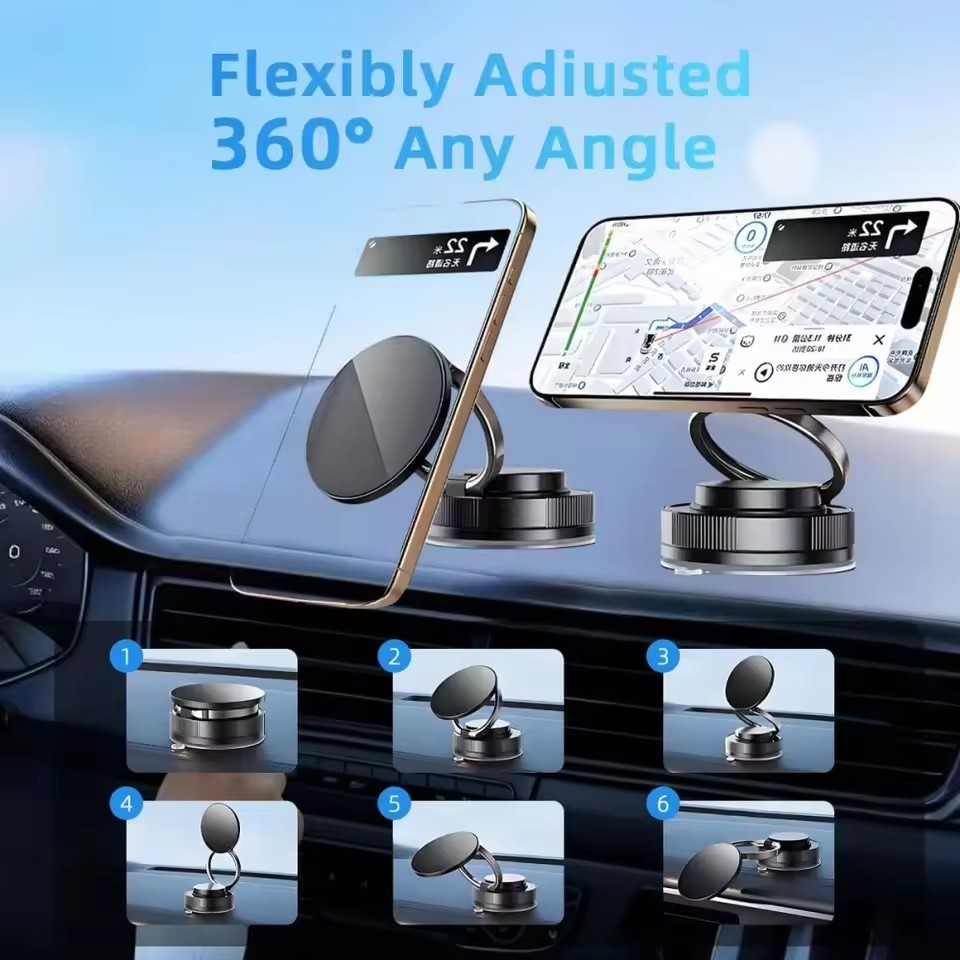 車載用スマートフォン磁石吸着スタンド、機械式真空吸盤、360 - Car Vacuum のレビューと価格