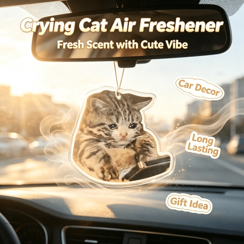 車用芳香剤「泣き顔のタビー猫」吊り下げ式芳香カード、車内装飾 - Car Air Freshener のレビューと価格
