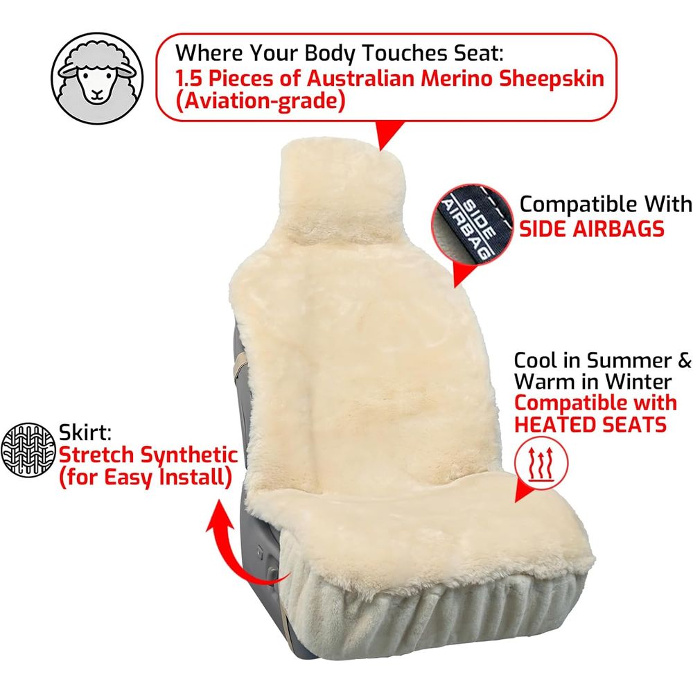 Aegisカバー プレミアムシープスキンカーシートカバー フ - Car Seat Cover のレビューと価格